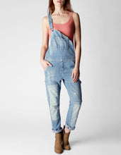 Load image into Gallery viewer, ERIN ROLLED CROP RELAXED DENIM WOMENS OVERALL